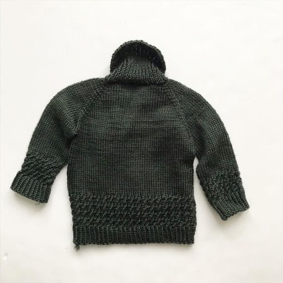 Hand knit green button front sweater EUC fits like 6-12 months - Picture 5 of 5